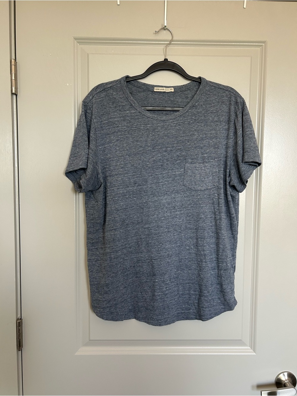 Marine Layer Heather Slate Blue Short Sleeve Pocket Tee